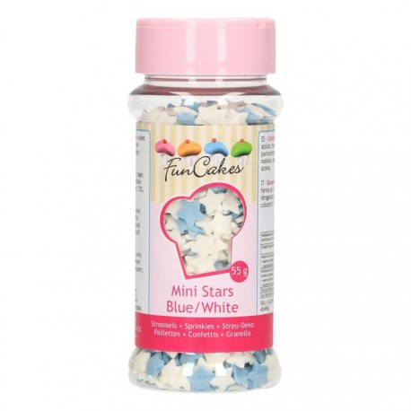 FunCakes Dekorativni posip Stars Blue-White / Bele in modre zvezdice 55g