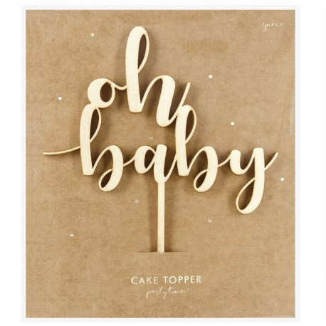 PartyDeco Wooden  KPT51-100 Cake Topper / Leseni Cake Topper Oh Baby