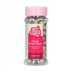 FunCakes F52740 Dekorativni posip Candy Choco Pearls 10 mm Medium Silver 80g