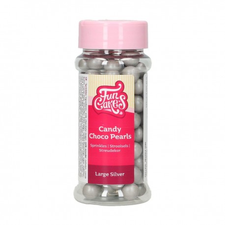 FunCakes F52740 Dekorativni posip Candy Choco Pearls 10 mm Medium Silver 80g