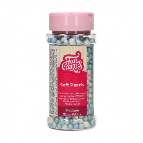 FunCakes F51795 Dekorativni posip Soft Pearls Medium Blue/White 60 g