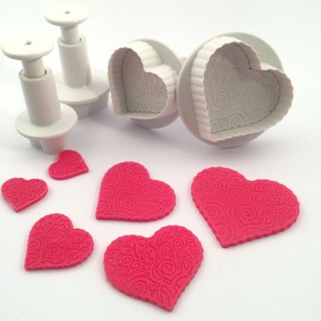 Decofee DF0540 Plungers Patterned Hearts /  Set izsekovalcev Srce 4 kos