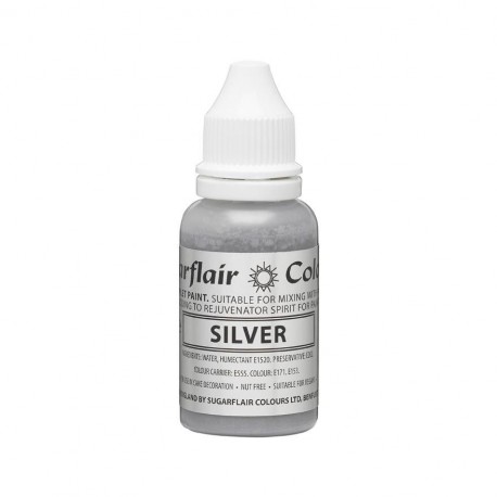 Sugarflair Edible Droplet - jedilna barva v tubi L125 Silver 14 ml