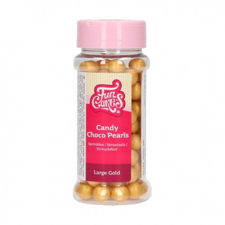 FunCakes F52725 Dekorativni posip Candy Choco Pearls 10 mm Large Gold 70g