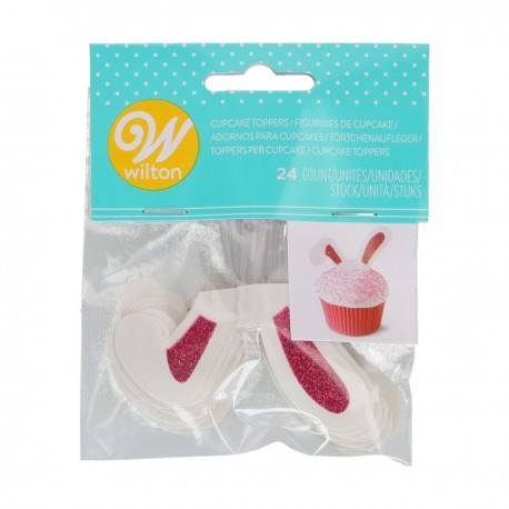 Wilton 129001729  Cupcake Topper Glitter Bunny Ears 24 kos