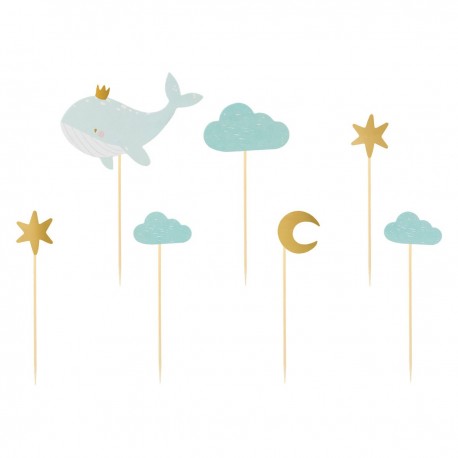 PartyDeco  KPM29  Cupcake topper / Whale / Kit 7 kos