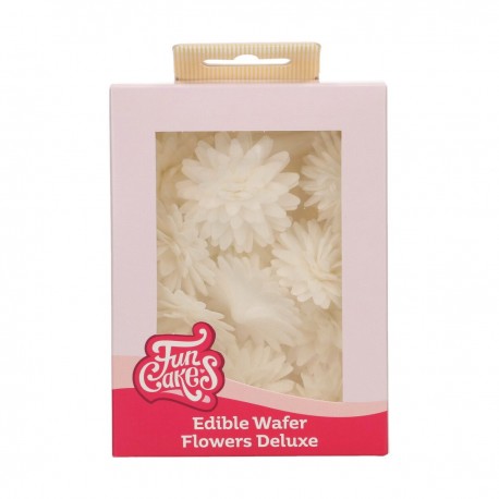 FunCakes F53890 Jedilna dekoracija za torto / Edible Wafer Flower  -Deluxe Pompom / Daisy White Medium 12kos