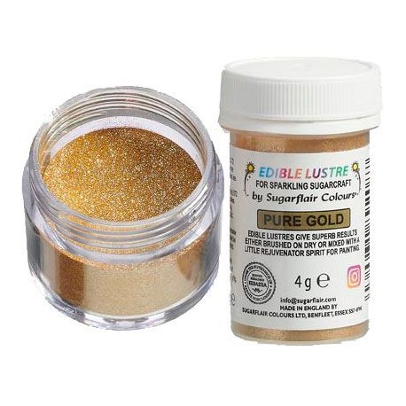 Sugarflair  Edible Lustre GLITTER E772 / Bleščeči prah PURE GOLD 4g